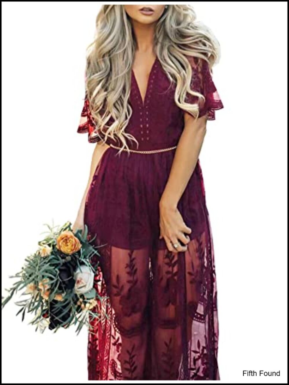 Floral Lace Maxi Dress with Romper Lining V-Neck Short Sleeve Bohemian